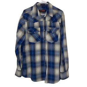 Blue and White Plaid Men's Shirt